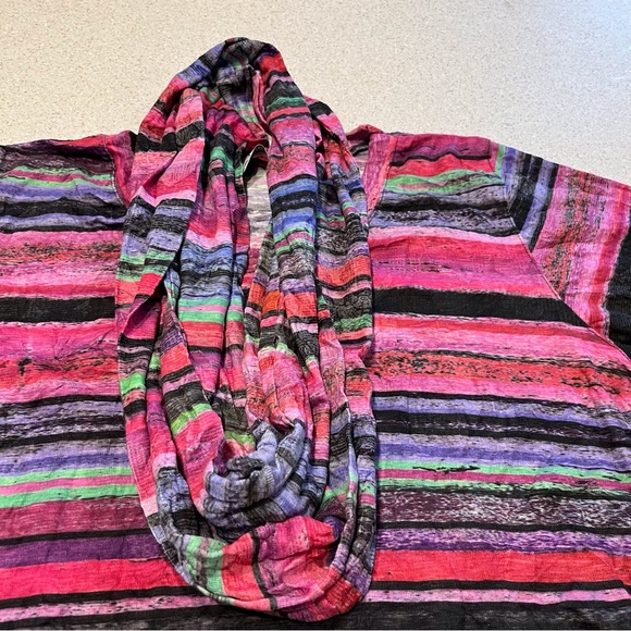 Bright Striped Long Sleeve Top With Matching Infinity Scarf - Picture 2 of 6